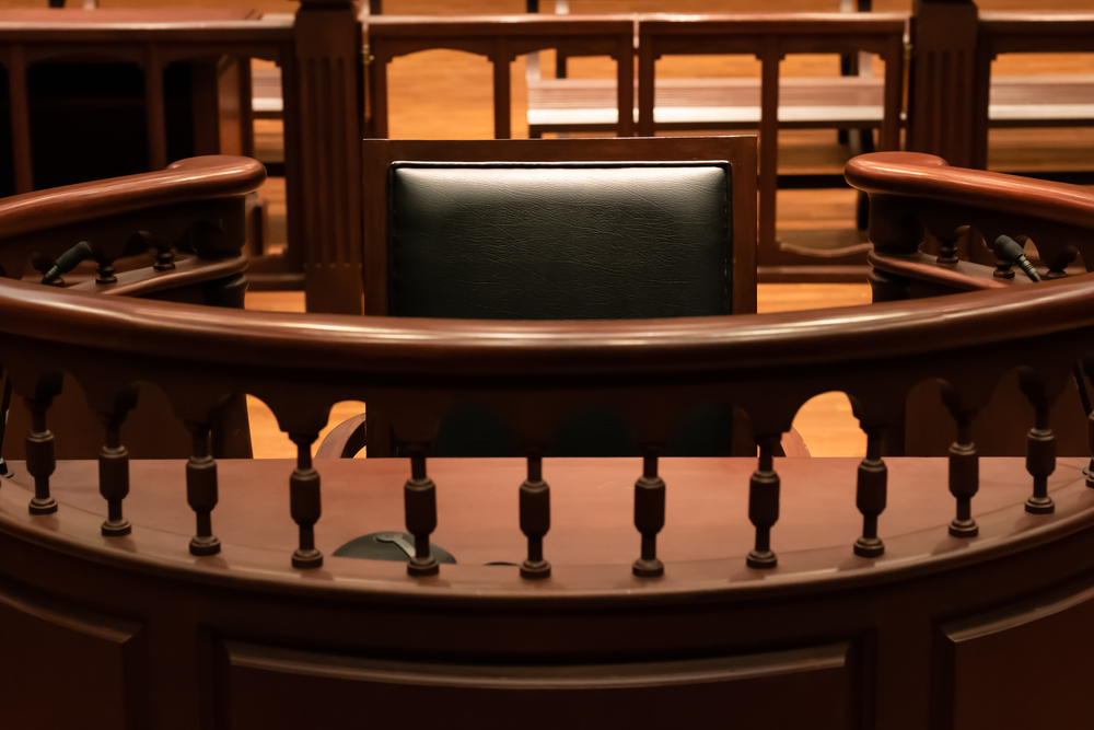 empty witness stand for court